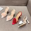 Size 35-41 Sexy Slingback Sandals Women Back Strap High Heels Shoes Summer Fashion Silk Flower Pointed Toe Wedding Prom Shoes