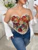 Plus Size Retro French Fishbone Corset: Sexy Lace-Up European & American Floral Bustier Top for Women