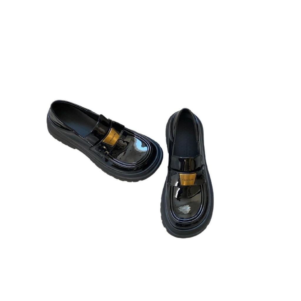 Retro loafers women's comfortable soft leather shallow mouth small leather shoes women's thick sole heightening women's shoes campus style retro sing