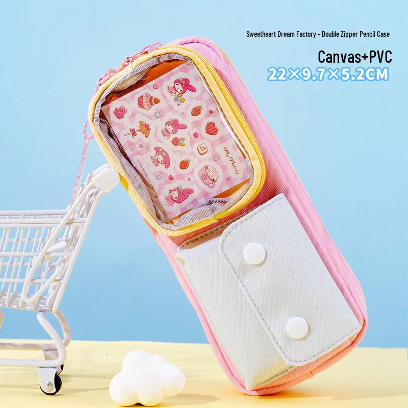 Sanrio Kuromi Multi-functional Canvas Pencil Case - Large Capacity for Students