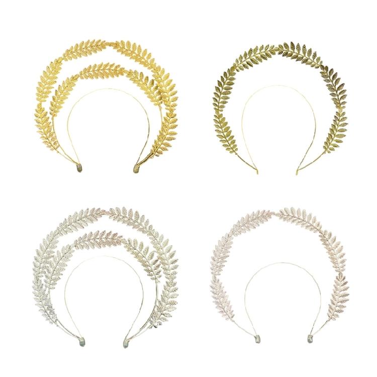 Unique Wheat Leaf Headband Double Layer Hairpiece Bridal Tiaras Stylish Headwear Hair Ornament for Women Costume