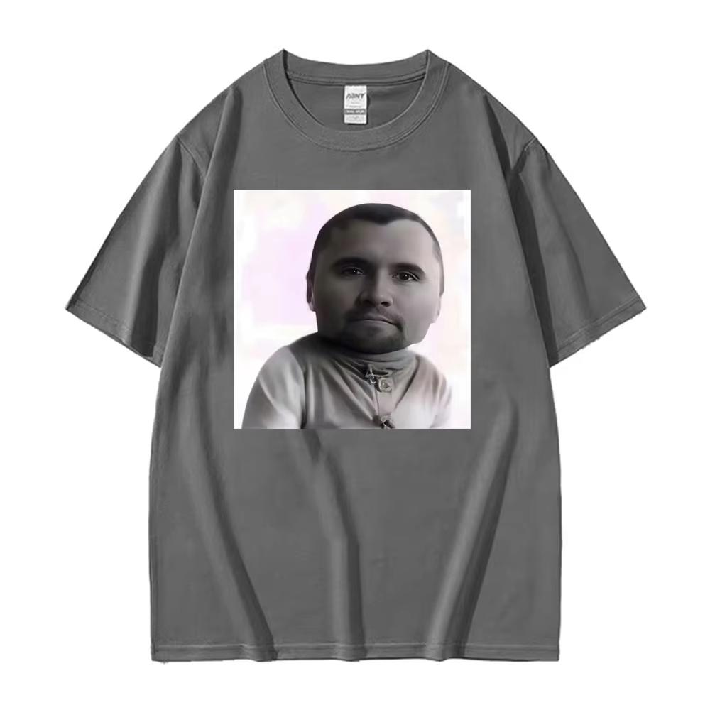 Porträt Meme Print T-Shirt Unisex Lustiges Internet-Meme Quadratisches Foto Grafik Rundhals Kurzarm Weiche Baumwolle Humor Lässige Oberteile