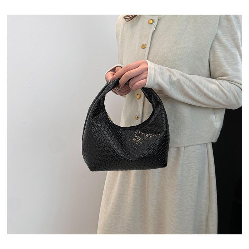 Women Classic Woven Embossed Soft Pu Leather Small Top Handle Hobo Shoulder Bag Casual Daily Handbag