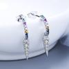 Boucles d'oreilles en Argent Sterling S925 Femme Personnalité Cristaux Colorés Couleur Brillante Boucles d'oreilles Zircon Bijoux en Argent