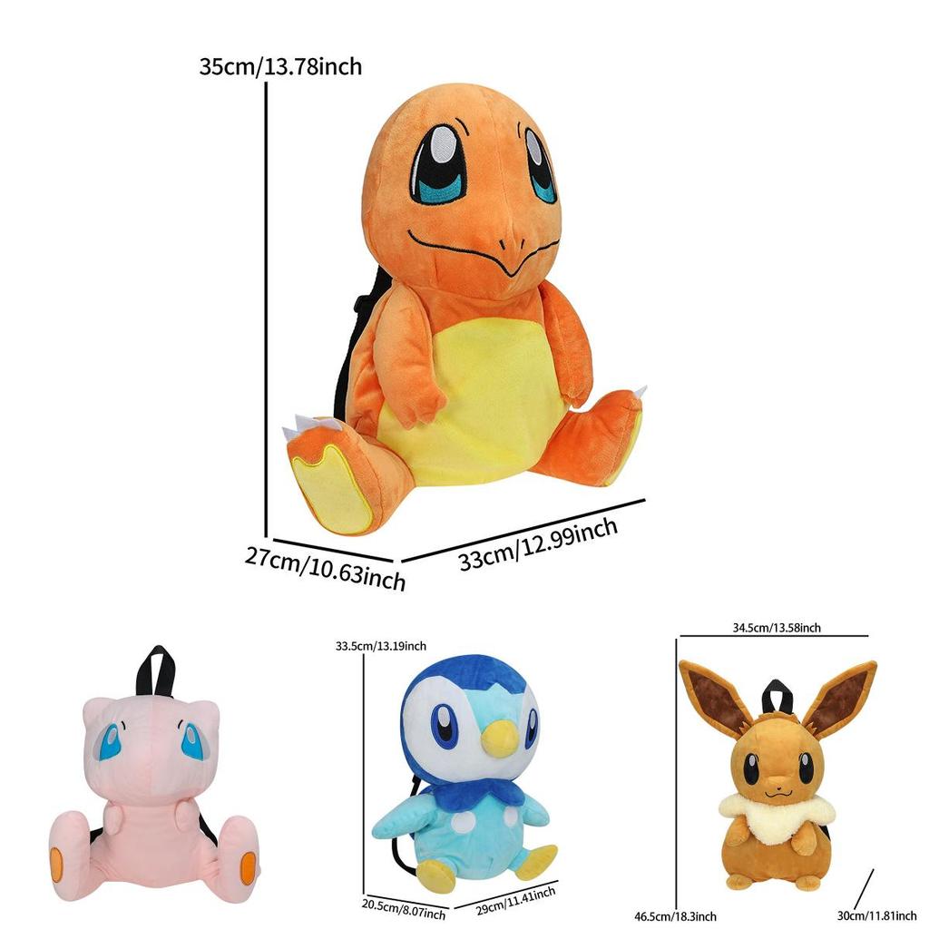 Adorable Plush Cartoon Backpack Featuring Gengar Mimikyu Charizard More For Kids Fans