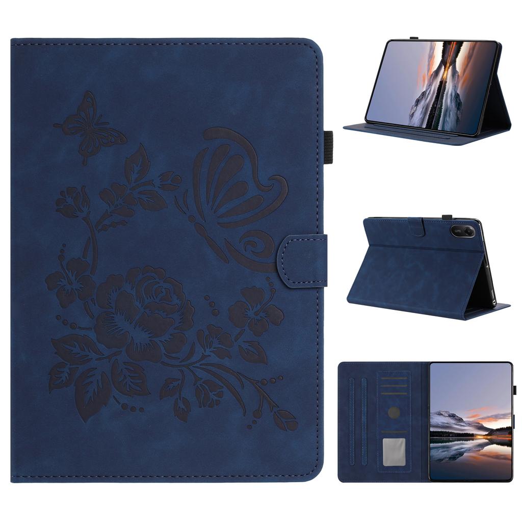For Xiaomi Redmi Pad 2 Case Card Holder Stand Butterfly Floral Imprinted Leather Tablet Cover