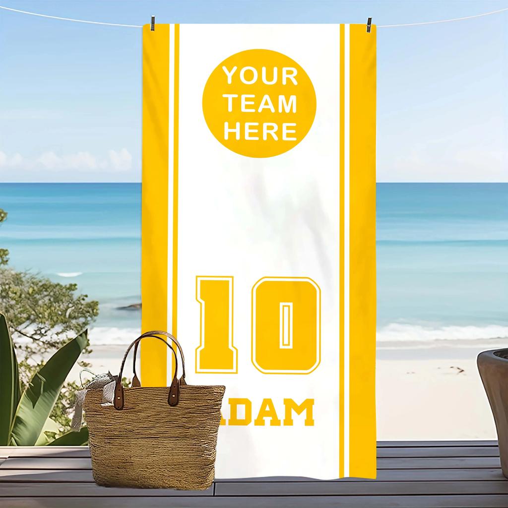 Sport Team Beach Towel with Badminton Tennis Club Logo Volleyball Soccer Design for School Teams Gift
