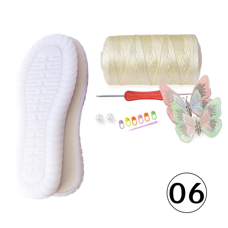 1 Set Hand-woven Hook Rubber Sole Bottom Anti-kick Hollow Line DIY Butterfly Summer Girls Sandals DIY Shoes Crocheted Material
