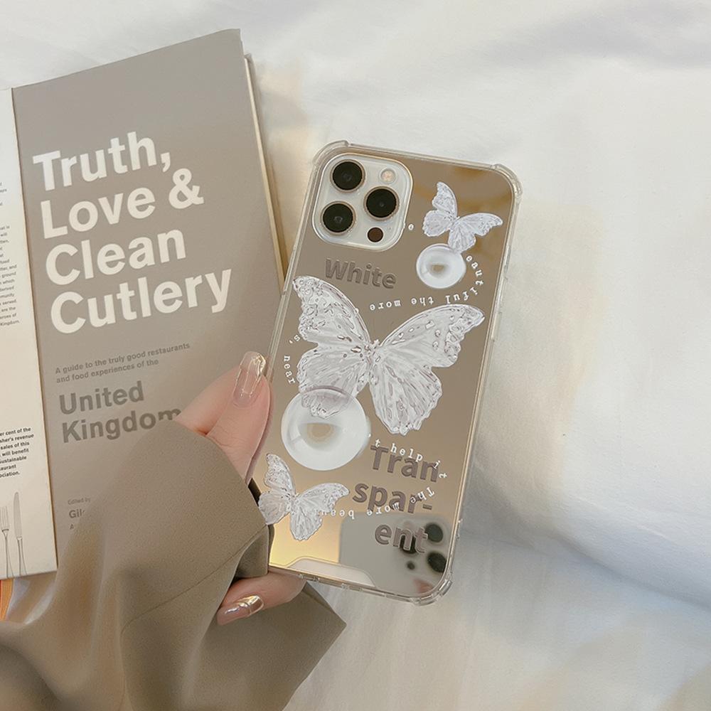 Retro Butterfly 13pro Max Apple IPhone 14 Mobile Phone Case 12 Suitable for 11 Anti-fall 15 Soft Cover 8p Mirror
