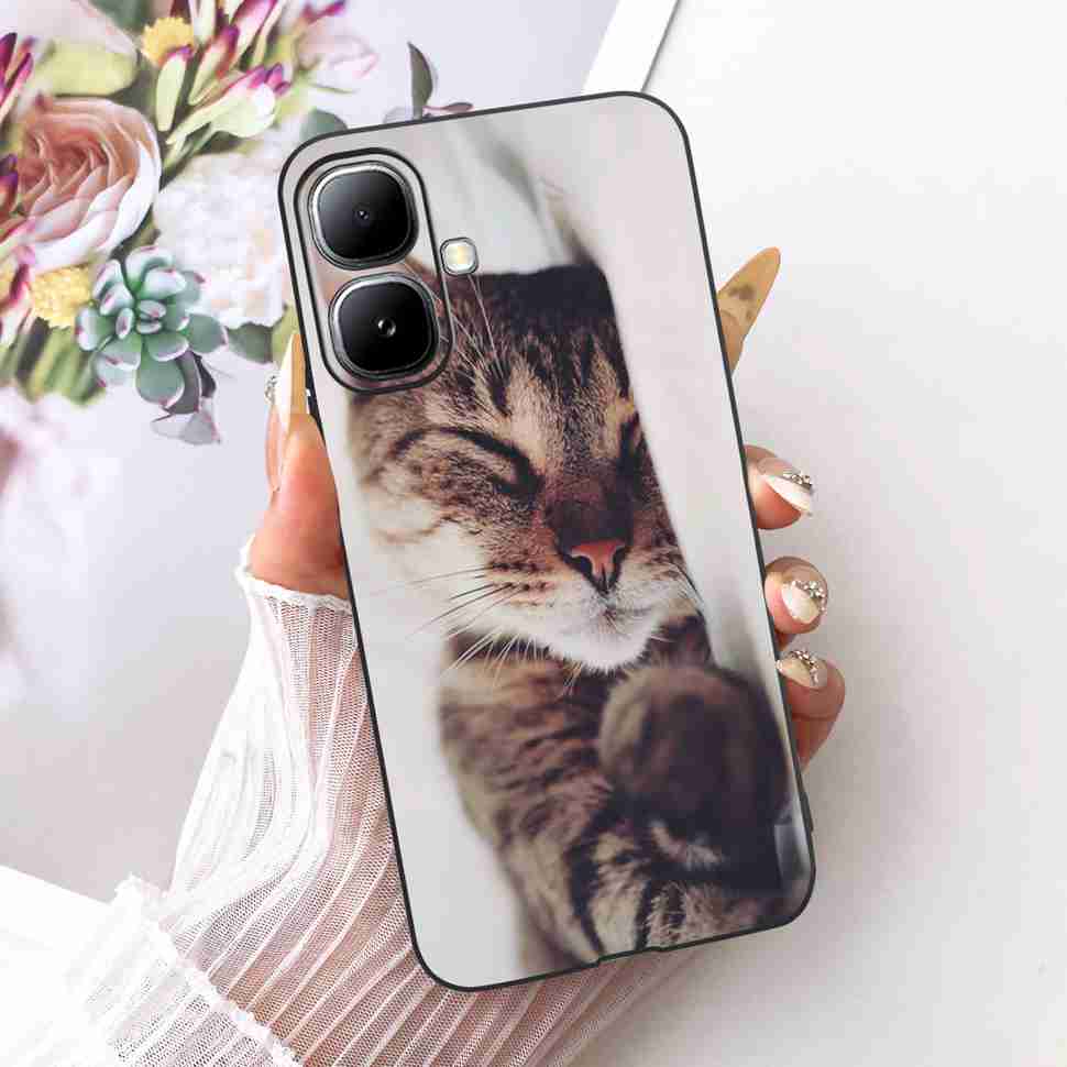 For Infinix Smart 20 4G X6840 X6840B Case Cartoon Cat Dinosaur TPU Black Cover For  Infinix Smart20 smart 20 4G Phone Casing