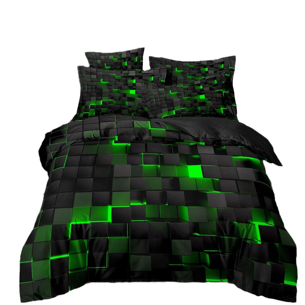 Red Glowing Bedding Set,Abstract King Duvet Cover Honeycomb Quilt Cover For Teens Adults Geometry Hexagon Bed Set