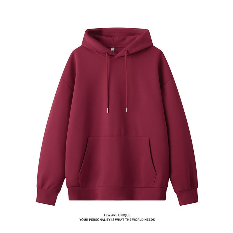 Schweres 330g Kapuzensweatshirt für Männer im Herbst, neue Imitation chinesischer Baumwolle, einfarbig, locker, schulterfrei, vielseitiges strukturiertes Oberteil