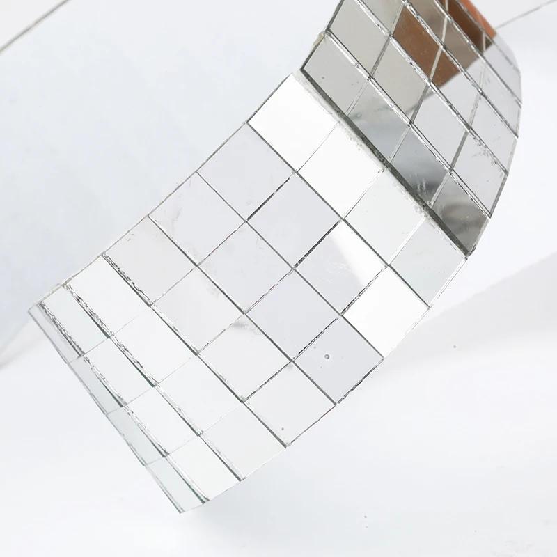 New Grid Self-Adhesive Square Mosaic Tiles Sliver Mirrors Mosaic Sheets For DIY Handmade Crafts Disco Ball Wall Sticker