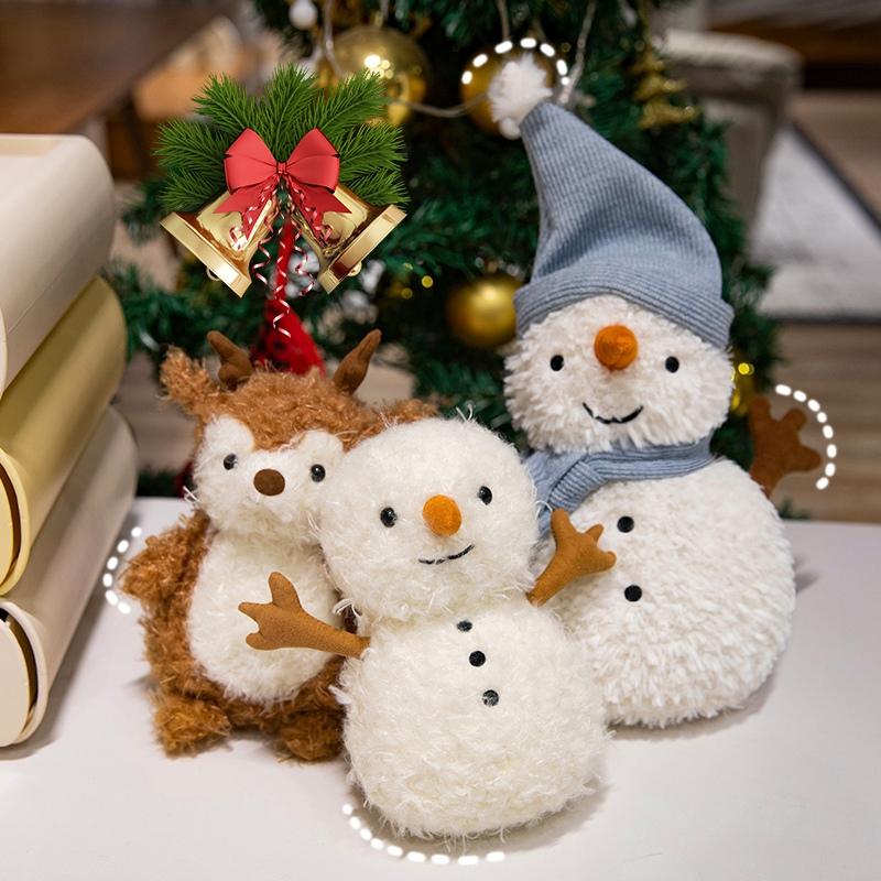 Creative Cartoon Christmas Series Snowman Plush Doll Pillow Tree Snowman Elk Plush Toy Holiday Decor Gift for Boys Girls