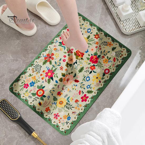 Rohož Koupelnová Podložka Rychloabsorpční Květinový potisk Rychleschnoucí Rozsivek Bahno Protiskluzový Spodní vstupní Koberec Víceúčelový Koberec do vany Sprchový dřez Kuchyňský koberec