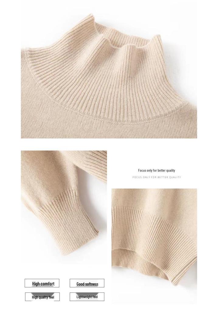 Women's High Neck Wool Sweater: Autumn/Winter Loose, Thick Knit, Versatile Fashion Style