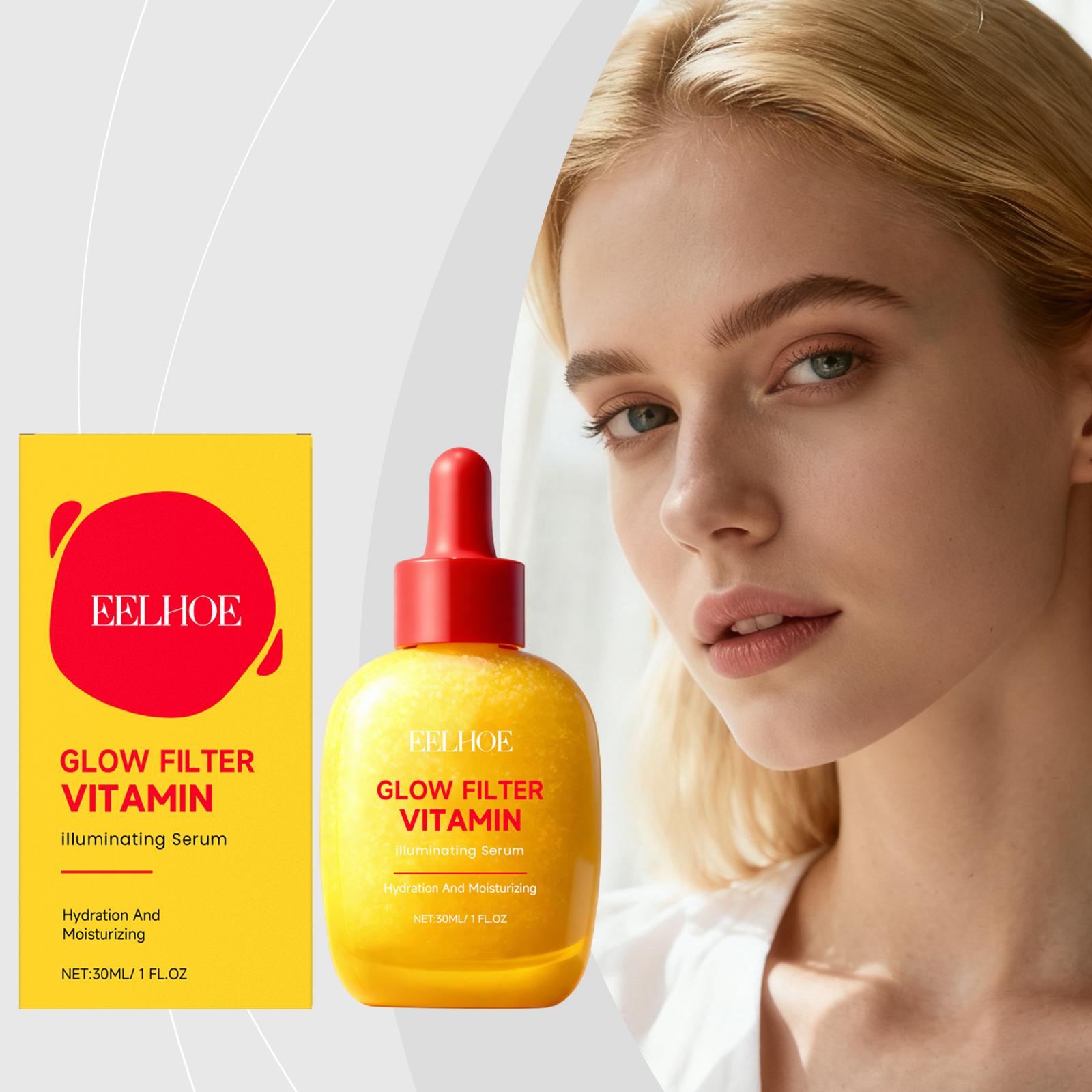 EELHOE Vitamin Illuminating Serum,  smooth, shiny, moisturizes, enhances elasticity, moisture retention Essence 30ml