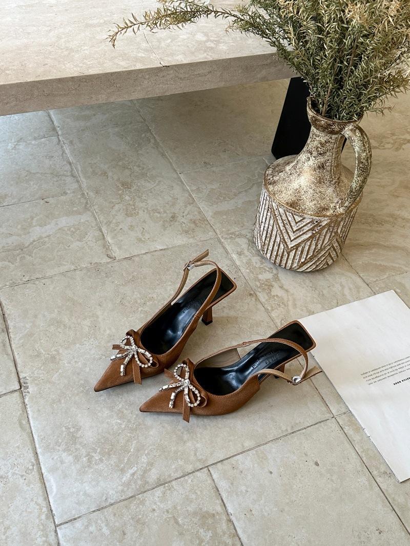 Women s Pointed Toe Thin Heel Bowknot Rhinestone Spring Elegant Versatile Pumps - Elegant for Parties & Office 35