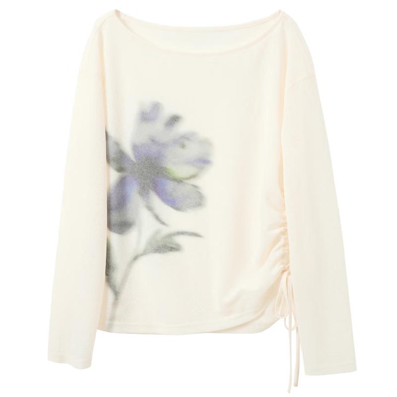 Sancai Women s Off-Shoulder Floral Pullover T-Shirt L
