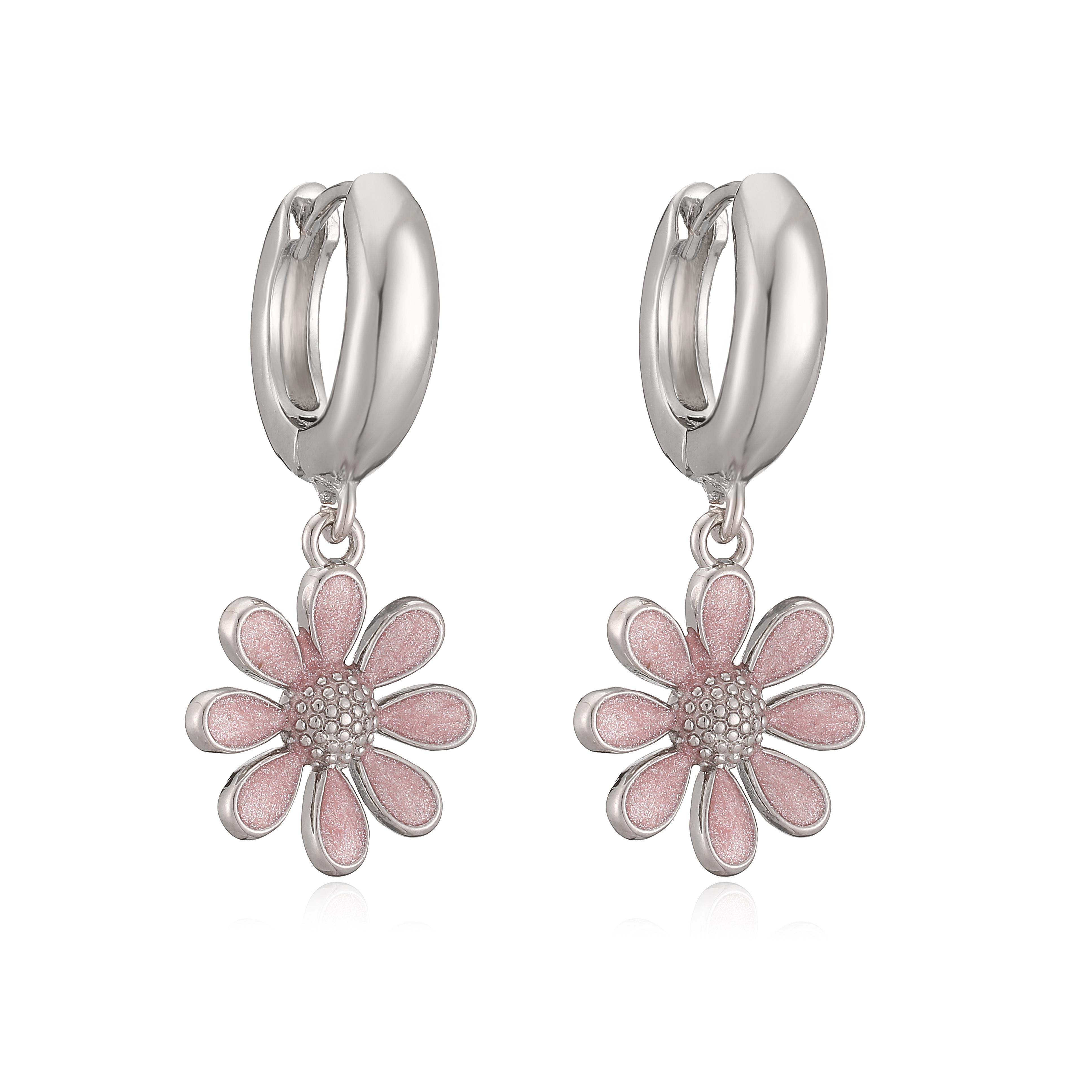 

HECHENG,Enamel Dripping Glaze Sand-Textured Daisy Charm Earrings Minimalist Vintage Copper Metal Zircon (1 Pair) Other
