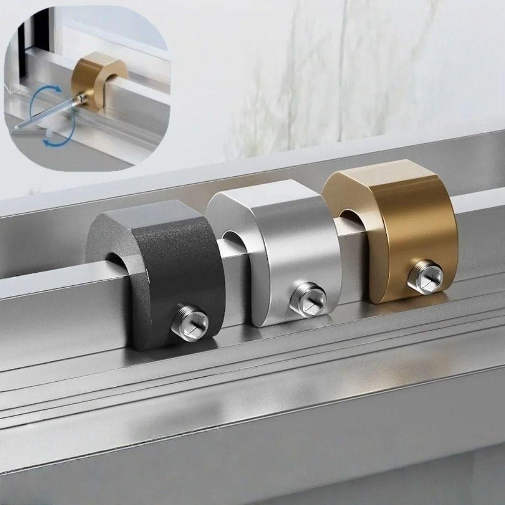 Aluminum Alloy Window Lock Stopper Adjustable Anti-theft Sliding Door Limiter Security Sliding Frame Plug Sliding Sash Stopper