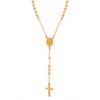 Retro British Jewelry: Oval Portrait Plate Tassel Cross Pendant on Titanium Steel Sweater Chain