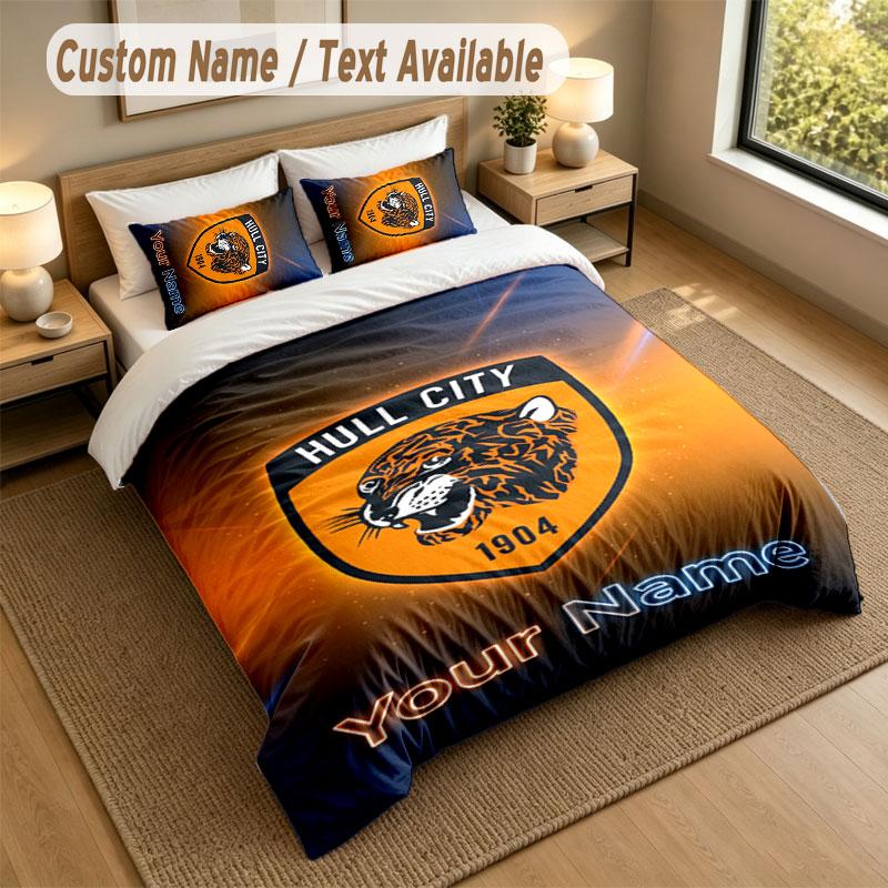 Bedding Set 1 Duvet Cover 2 Pillowcases Hull City Print Soft Bed Linen Bedroom Decor