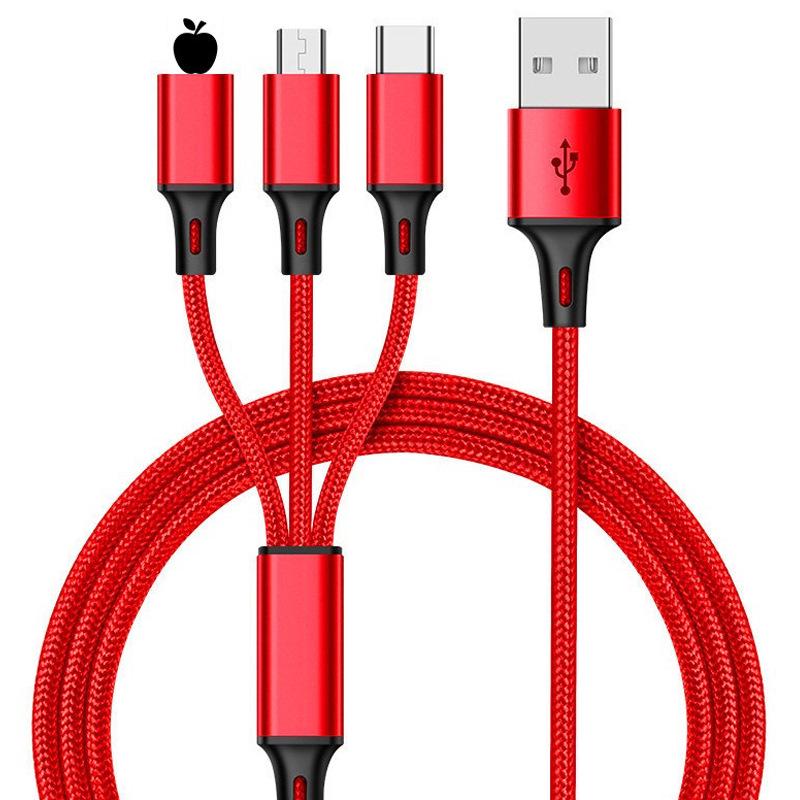 100W Transparent 3-in-1 Fast Charging Cable for Apple, Huawei, and Type-C Devices, 6A Super Speed