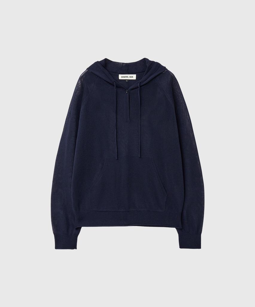 GENERALIDEA Sheer Hooded Knit Pullover [Navy] / Gf2Lkp526
