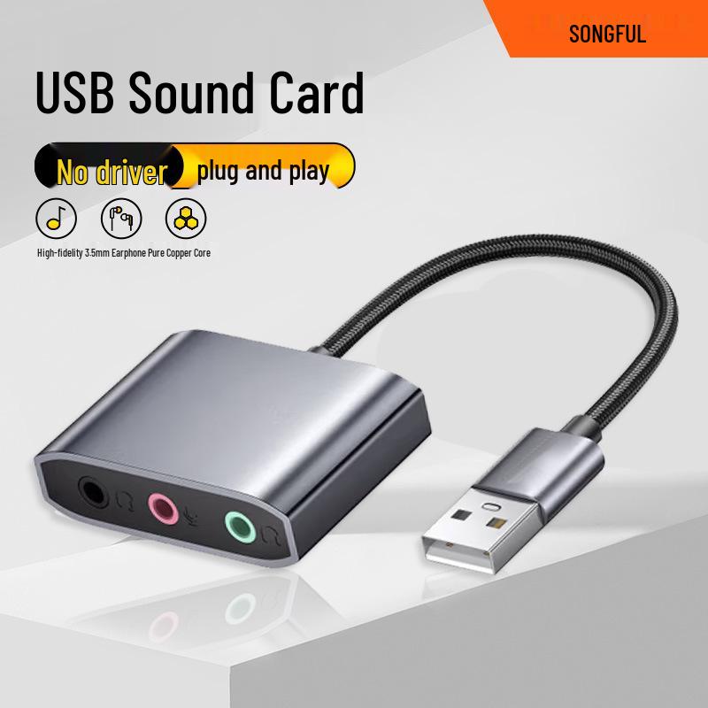 USB To 3.5mm Audio Converter for Live Streaming - External Driver-Free Sound Card