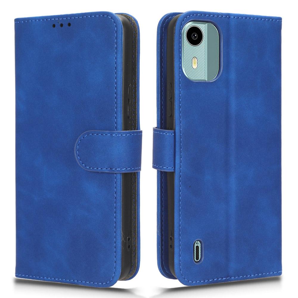 

Чехол из искусственной кожи для Nokia C12 4G/C12 Plus/C12 Pro, приятный на ощупь, чехол-кошелек с подставкой, защитная накладка для телефона Blue