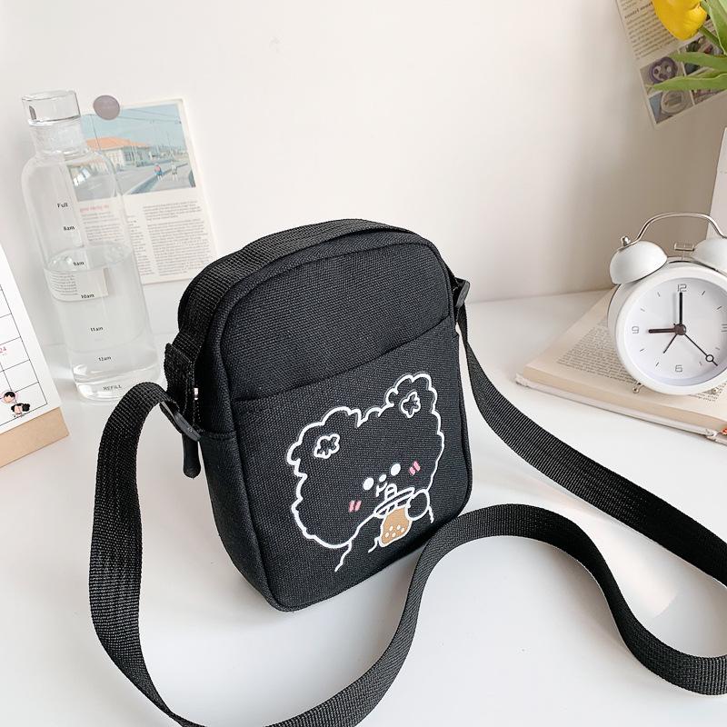 2024 Korean Style Women's Color Block Canvas Crossbody Bag - Versatile Student Shoulder Bag