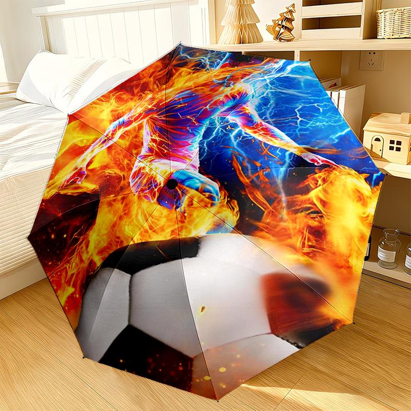 Soccer Player In Action Umbrella 8-Frame for Travel, camping, Casual Lightweight Portable Umbrella, Essential for every family Holidays Gift