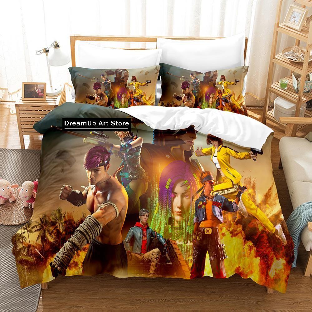 3D Game Garena Free Fire Bedding Set Quilt Cover Bed Cover with Pillowcase Twin Single Queen King Size Boys Adult Home Textile