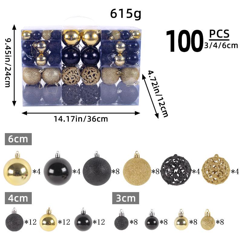 Holiday Ornament Set: 100 Electroplated Bright Christmas Balls (4/3 cm) in Gift Box Box of 100 pieces
