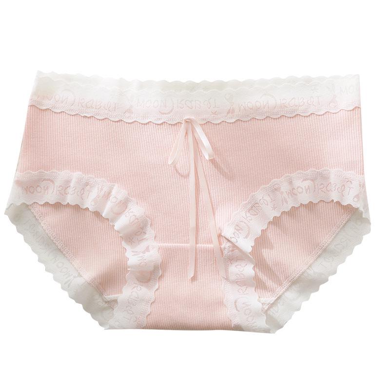 Antibacterial Girls' Mid-Waist Cotton Panties - Breathable, Quick-Drying, Butt-Lifting with Bow Knot Design