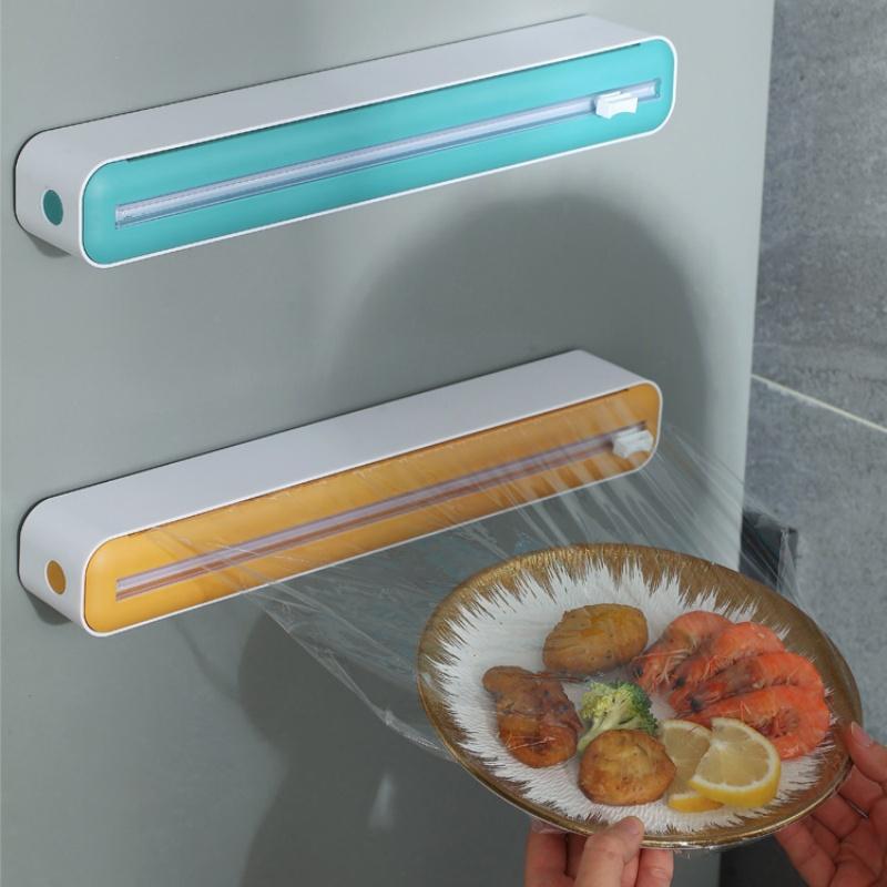 Plastic Wrap Cutting Box Cling Film Cutter Multifunction Food Film Dispenser Waterproof Magnetic Storage Box Kitchen Gadgets