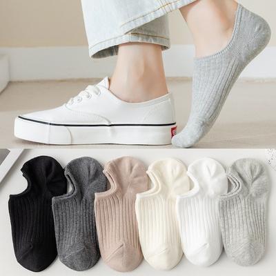 Female Spring and Summer Thin Cotton Non Slip Shallow Mouth Invisible Heel Socks