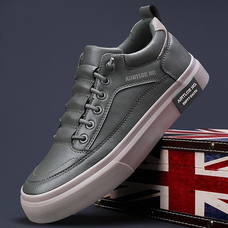New Men's Casual Leather Shoes Popular Flat Men's Shoes Korean Style Trendy Shoes High Top Men's Shoes Fashionable Versatile Shoes