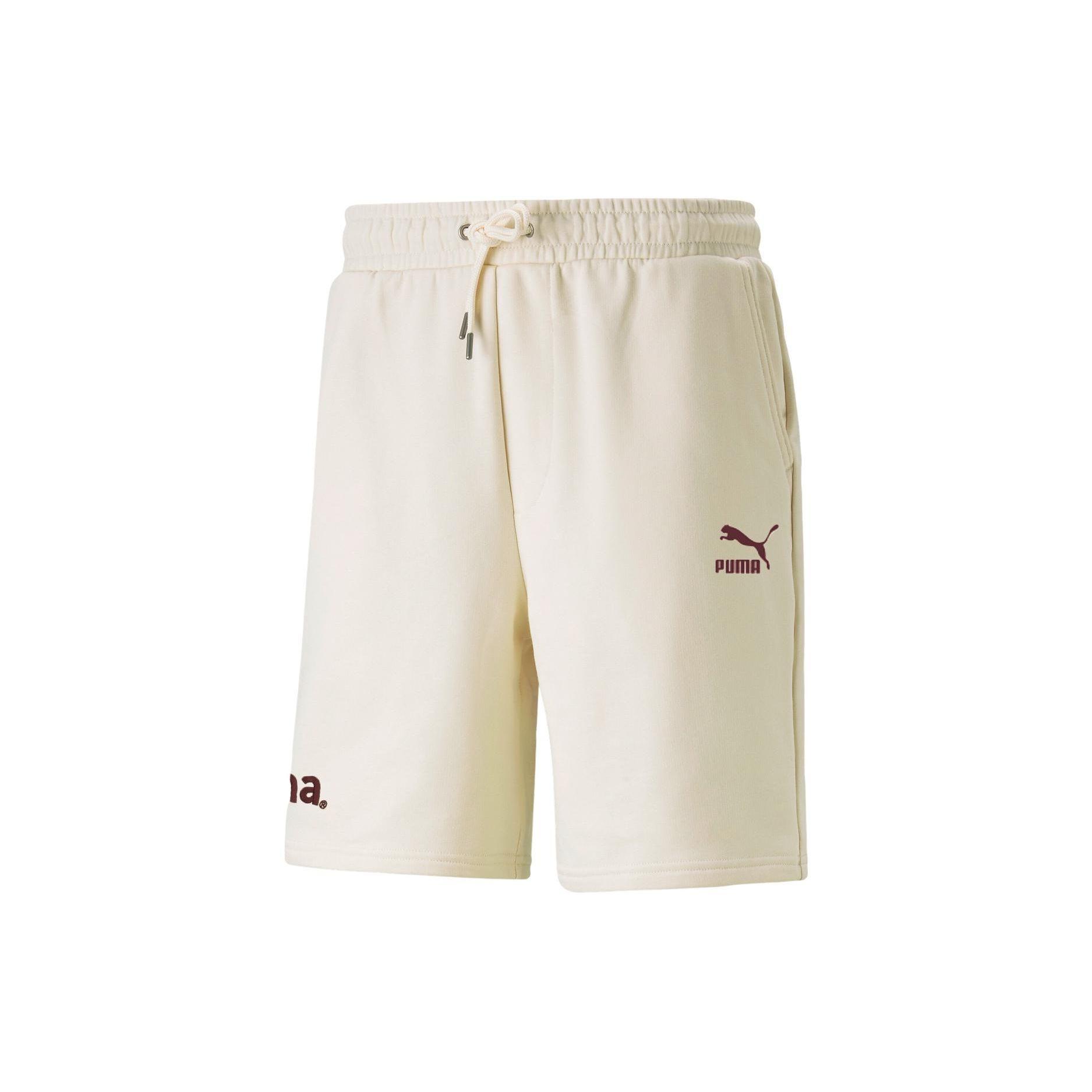 

PUMA Solid Color Drawstring Straight Leg Loose Casual Shorts Men Bottoms Pure-White 622542-65