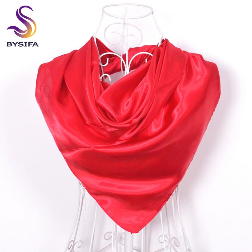 BYSIFA Ladies Plain Silk Scarves Trendy Fashion Accessories Spring Autumn Women Decorative Head Scarves New Purple Pink Scarves