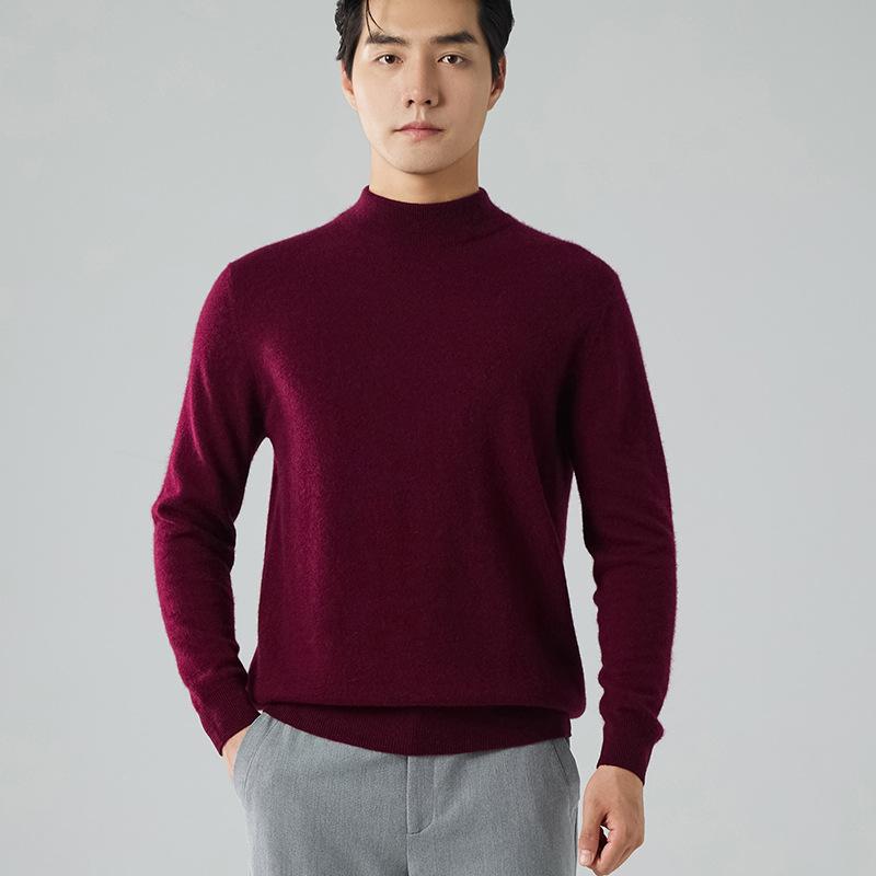 New semi-turtleneck cashmere sweater thickened pullover sweater loose inside with wool base S