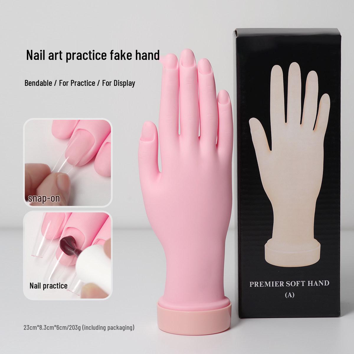 Nail Art Silicone Bendable Hand Model for Practice with Fake Nails - Small Right Hand for Beginners