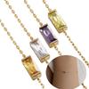 Vintage 12 Birthstone Waterproof Square Pendant Bracelet Gold Plated Stainless Steel Color Fashion Chain Link Jewelry