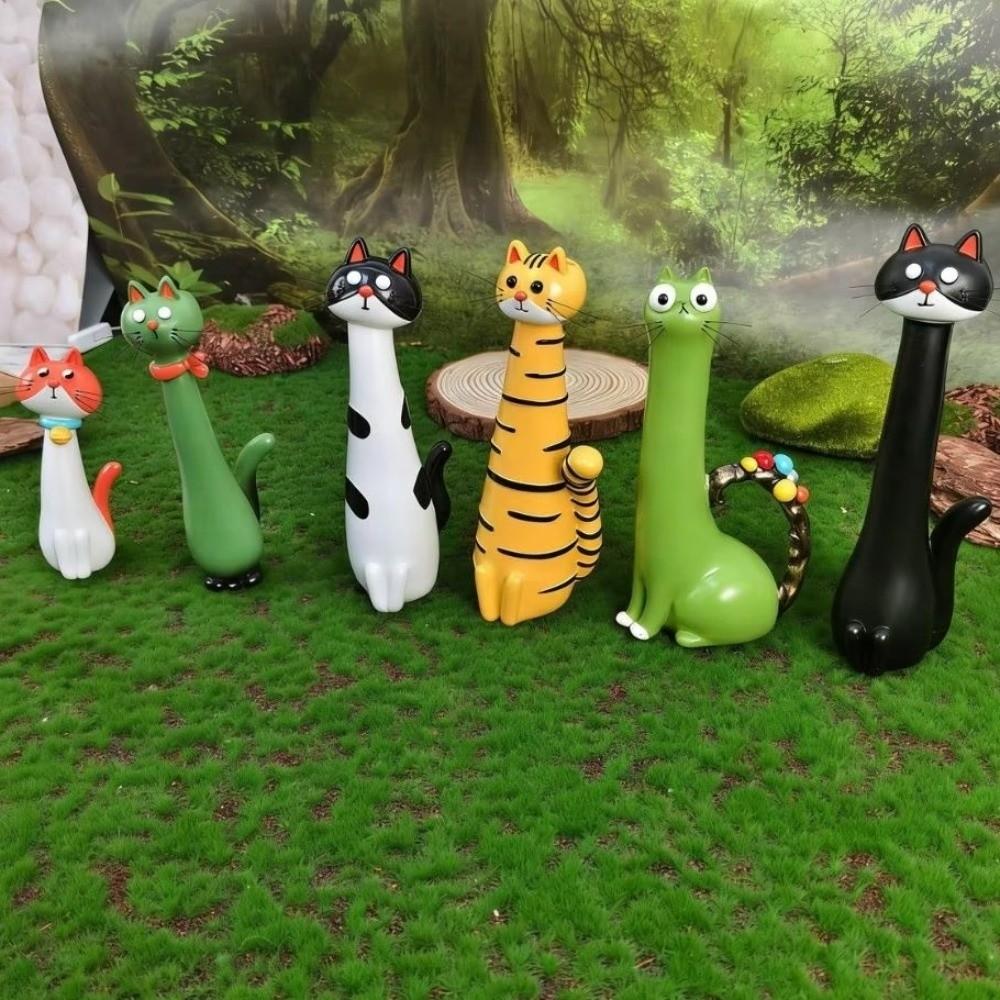 Cartoon Whimsical Cat Flower Vase Quirky Resin Cat Flower Holder Modern Cat Bud Vase  Bedroom