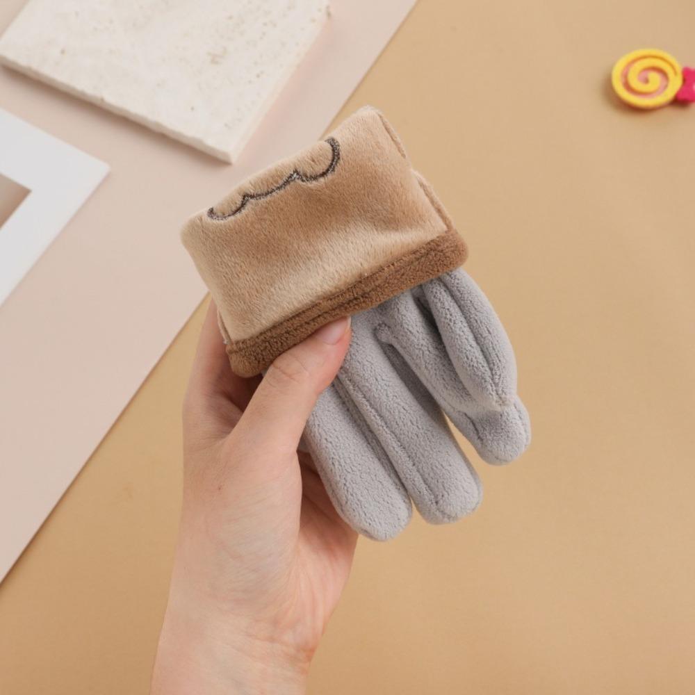 Plush Ski Gloves Polar Fleece Full Finger Gloves New Windproof Coldproof Gloves  Autumn and Winter