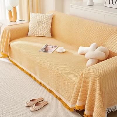 Modern Minimalist Solid Color Sofa Towel INS Style Reversible Cotton Yarn Blanket One Piece Sofa Cushion Cover Full Cover