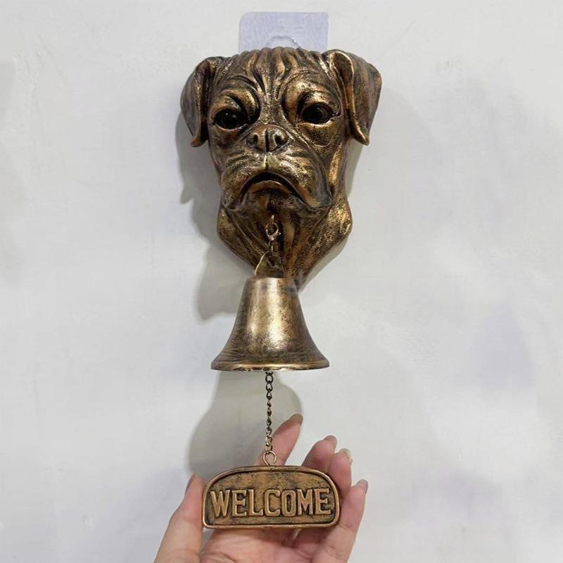 Door Chime Bell Dog-Shaped Welcome Doorbell Resin Animal-Themed Chime Wall Decoration for Entry Indoor Business Shop Gate Porch