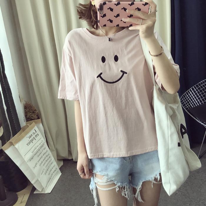 New Summer Korean Style Student Women's Short-sleeved T-shirt for Female Students' Clothes Loose Top Base Shirt for Women