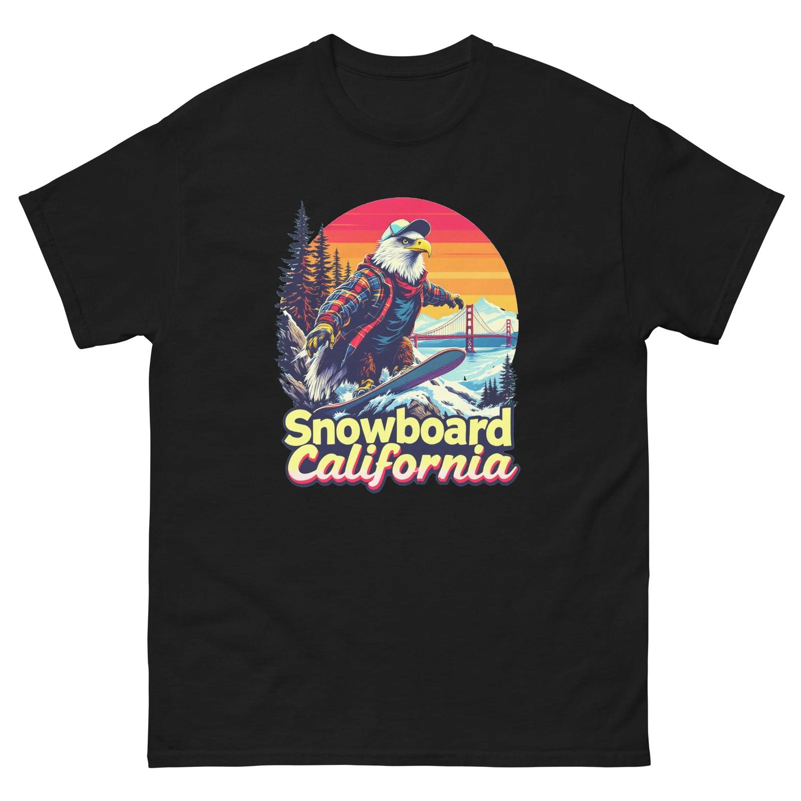 Snowboard California Eagle USA Snowboarding Animal T-Shirt S